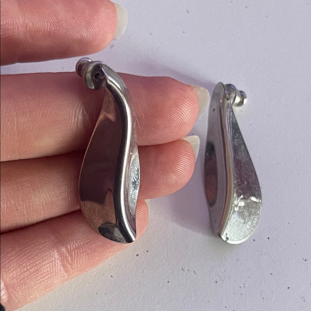 Elegant Silvertone Drop Earrings